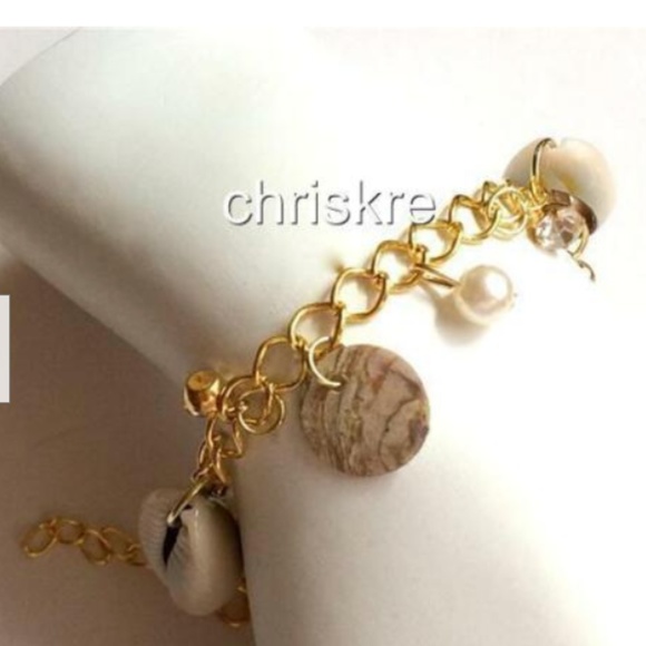 Cowrie Sea Shell Life Anklet 9-11" Pearl Crystal Shells Island Beach Adjustable - Picture 5 of 7